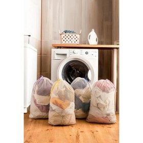 Resim Lidyahan Store 4'lü Çamaşır Yıkama Filesi Ayakkabı Yıkama Filesi Renkli Ipli 40X60 cm 