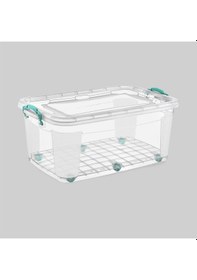 Resim Polytime Tekerlekli Multibox Şeffaf Kilitli Saklama Düzenleme Kabı Kutusu - Dikdörtgen 60 L Şeffaf 