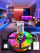 Resim SULED Şerit Led 5 Metre Animasyonlu Tak Çalıştır Kumandalı Trafolu Rgb Şerit Işık Aydınlatma Parti Led 