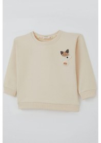 Resim Breeze Kız Çocuk Sweatshirt Mutlu Bulut & Sevimli Civciv Aksesuar Detaylı 2-6 Yaş, Krem Krem 
