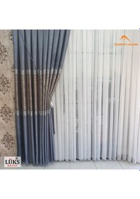 Resim Lüks Kırçıllı Mavi Fon Pano Perde Sık Pile Tek Kanat-modern House Mavi 