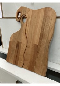 Resim Doğal Ahşap Kayın Kesme Tahtası Ikili Masif Ahşap 