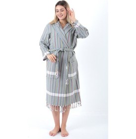 Resim Sunaz Peştemal Bornoz Koyu Gri 