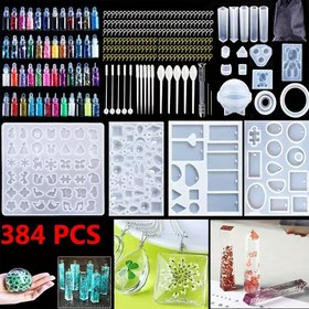 Resim Küpe Yapımı için 284/384 Parça Epoksi Reçine Döküm Kalıpları Kiti, Kolyeler, Küpeler, Anahtarlıklar ve Pandantifler için Epoksi Takı Yapım Kalıp Seti, DIY Takı Epoksi Kalıbı - Küçük Reçine Döküm Kalıpları 