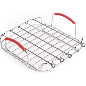 Resim Cecilee3 9 Inç Paslanmaz Çelik Airfryer Izgara Rafı Çok Yönlü Kare Kavurma Izgarası Şiş ile Pişirme Tepsisi Airfryers Tutucu (Yurt Dışından) 