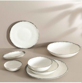 Resim Linens Natura Porselen 17 Cm Oval Çerezlik Ekru-antrasit 