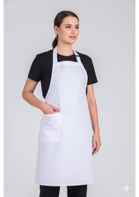 Resim Kadın Boyundan Asmalı Barista Şef Mutfak Önlüğü 60x85 Cm Beyaz 