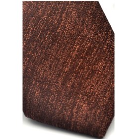 Resim Gaffy Bej Kırcıllı Desenli Koyu Kahverengi Dokuma Kumaş Mendilli Slim Fit Kravat // Sdk-2501-6 Koyu Kahverengi 