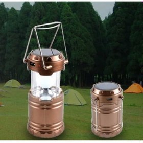 Resim Güneş Enerjili Şarj Edilebilir Usb Girişli Kamp Feneri Bakır 