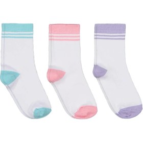 Resim Civil Girls Basic Çift Çizgili 3'lü 2-12 Yaş Kız Soket Çorap - Standart 8-9 Yaş 
