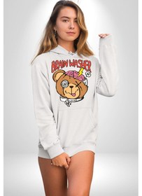Resim Beyin Yıkama Kadın Erkek Beyaz Kapüşonlu Sweatshirt Hoodie Beyaz 