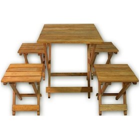 Resim Apak Katlanır Ahşap Masa Tabure Gürgen Ağacı 1 Masa 4 Tabure Meşe 