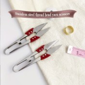Resim 1 adet Ambidextrous Paslanmaz Çelik İplik Makası, 4.29 İnç U Şeklinde Detaylı Özel Makas, Kırmızı, Pil Gerektirmez, Ev ve Dikiş Kullanımı İçin İdeal 