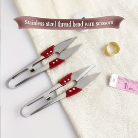 Resim 1 adet Ambidextrous Paslanmaz Çelik İplik Makası, 4.29 İnç U Şeklinde Detaylı Özel Makas, Kırmızı, Pil Gerektirmez, Ev ve Dikiş Kullanımı İçin İdeal 
