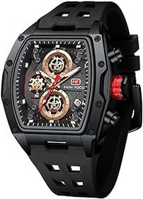 Resim MF MINI FOCUS İzle kol saati moda içi boş büyük arama aydınlık su geçirmez spor Analog kuvars iş erkek saatler silikon kayış elbise izle 