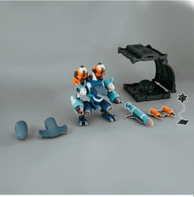 Resim Tianchishop Şekil Değiştiren Hareketli Montaj Modeli 3 Köpekbalığı Başlı Robot 7 Parça Aksesuarlı 
