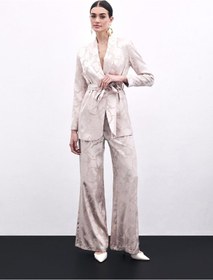Resim Sateen Renkli Jakarlı Pantolon - Pudra-135837 Pudra 