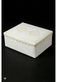 Resim Nergis Kadife Dantelli Güpürlü Büyük Boy Hurç 60x40x20 Cm Çeyizlik Nişan Düğün Gelin Bohçası Diğer 