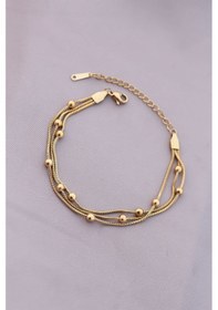 Resim 316l Kararmaz Çelik Gold Renk Top Zincirli Kadın Bileklik - Tj-bb4171 Çok Renkli 