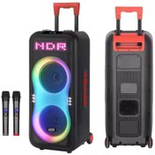 Resim OWWOTECH DEV PARTY SPEAKER ÇİFT KABLOSUZ MİKROFONLU ŞARJLI BLUETOOTH HOPARLÖR RGB IŞIKLI TEKERLEKLİ HOPARLÖR 