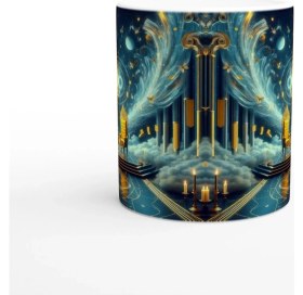 Resim Ikizler Burcu Baskılı Kahve Kupası - Galaktik Taht Odası Temalı Vs4 