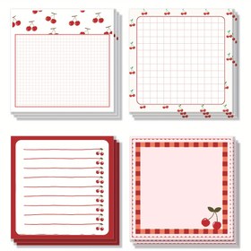 Resim Kiraz Temalı Yapışkan Notlar 7.62x7.62 cm - 50 Yaprak Kare Yapışkanlı Not Defterleri Okul, Ofis, Ev için - Öğrenciler, Öğretmenler için Mükemmel Hediye 