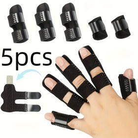 Resim 5 Adet Ayarlanabilir Parmak Destek Ateli - Eklem Stabilitesi ve Tutuş Koruma için Nefes Alabilen Siyah Parmak Atelleri, Spor, Günlük Hareketlilik ve El Yaralanmaları İyileşmesi İçin Çoklu Parmak Ateleri, Basit Kapatma Tasarımı, Esnek Malzeme, Hafif Tasarım, Dayanıklı Yapı, Aktif Bireylere Uygun 