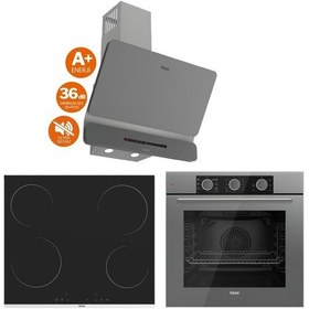 Resim Ferre Fryart&Flowart Vitroseramik QXE62CPR - MS261 D082-SA Elektrikli Gri Ankastre Set 