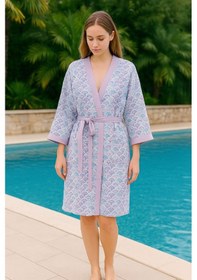 Resim Baskılı Müslin Kimono Bornoz Unisex %100 Pamuk Yumuşacık 2 Katlı Doğal Kumaş - Ztmbb10 Çok Renkli 