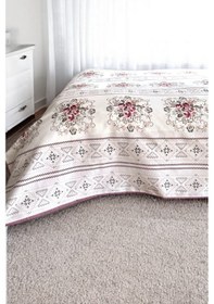 Resim Alla Turca Tek Kişilik Kanaviçe Desenli Pike Gül Kurusu 160x240 Cm %100 Pamuk Gül Kurusu 