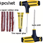 Resim Güçlü Tutkal, Spiral Prob ve Lastik Tamir için Kauçuk Şerit ile Donatılmış Tekerlek Lastiği Onarım Aracı Seti, Araba, Motosiklet ve Bisiklet Lastikleri İçin Uygun 
