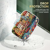 Resim İlaç Kutusu Düzenleyici, Nehir Evi Tasarımı - Seyahat Dostu İlaç Kutusu, 2 Bölme İlaç Saklama Kutusu, Snap-Lock Kapak, Kompakt İlaç Kutusu, Vitaminler, İlaçlar, Seyahat, Cüzdan veya Ev için - Kadınlar ve Erkekler için Dekoratif Hediye - Gıda Güvenli Plastik/Metal Yapı, Seyahat İlaç Kutusu, Canlı Desen, Dayanıklı Yapı, Sağlık Bilinci Olan Kullanıcılar 