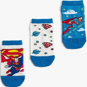 Resim Erkek Çocuk 3'lü Superman Lisanslı Çorap Seti 