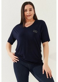 Resim Büyük Beden Bluz - Lacivert 