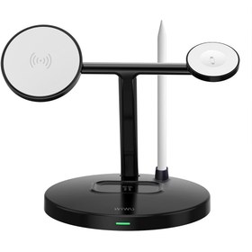 Resim Wiwu Wi-W032 4 in 1 Magnetik Hızlı Şarj Özellikli Kablosuz Şarj Standı 15W - Siyah 