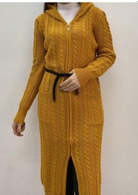 Resim Onno Style Woman Spor Triko Fermuarlı Uzun Hırka HARDAL 