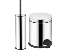 Resim Storemax Krom 2 Parça Banyo Seti - 5lt Pedallı Banyo Çöp Kovası, Tuvalet, Wc, Klozet Fırçası Seti 