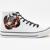Resim Harley Davidson Plano Erkek Beyaz Keten Spor Ayakkabı-22341 Harley Davidson
