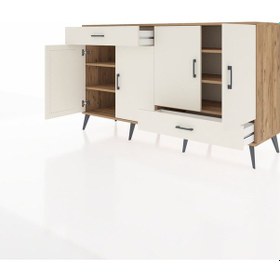 Resim Hyperion Konsol 5 Raflı 2 Çekmeceli 4 Kapaklı 176x44x99 Çam-aytaş Çam-aytaşı 
