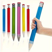 Resim 1 Adet 35cm Dev Plastik Kalem - Silgili, Canlı Renk Seçenekleri, Ergonomik Tutuşlu Sanatçılar ve Öğrenciler İçin, Ofis Malzemesi, Eğlenceli Tasarım, Büyük Silgi Dahil, Hediye Fikri 