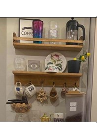 Resim 50 Cm Ahşap Baharatlık Kahve Köşesi Askılık Terek Ahşap 