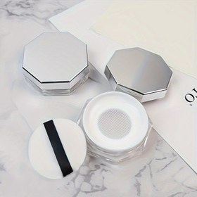 Resim Siftli ve Püf ile Plastik Kozmetik Şişeler - 1 Paket Şeffaf Döner Kapılar, Serbest Toz, Kokusuz, Boş Yenilenebilir Makyaj Kutuları 