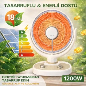 Resim Vantilatör Tipi Seramik Isıtıcı 1200W | Devrilme Korumalı | Hızlı Isınan Güvenli Elektrikli Isıtıcı 