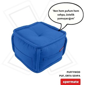 Resim Xpermate Puffymod Dekoratif Kare Puf Orta Sehpa 40x40 Cm Mavi 