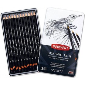 Resim : Graphic Pencil : Dereceli Kalem Seti Soft : 12'li Metal Kutu-Sketching 