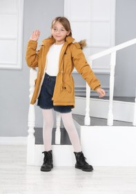 Resim Asortik Kids Kız Çocuk Çıkarılabilir Kapüşonlu Su Geçirmez Uzun Kaban Mont 