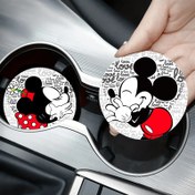Resim Disney Mickey ve Minnie Aşk Kalp Çift Serisi Araba Bardak Altlıkları, Kaymaz Akrilik Bardak Altlıklar, Otomotiv İç Aksesuarları, Mutfak ve Ev Ürünleri, Sevgililer Günü Hediyeleri 