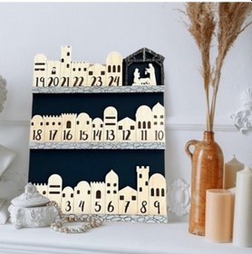 Resim Lijinxu Ahşap Yılbaşı Takvimi Masa Orta Parçaları Masaüstü 
