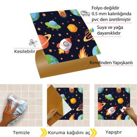 Resim Tink Kendinden Yapışkanlı Çocuk 2 Desenli Pvc Karo 30X30 cm (4 Adet) 0,36 M2 