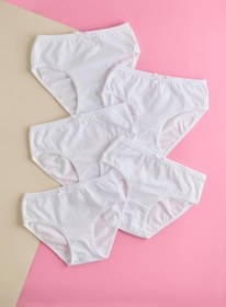 Resim BONY SOCKS Kız Çocuk Fiyonklu 5 li Paket Slip Külot Beyaz 